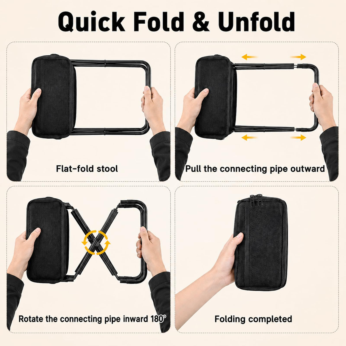 2 Pack Foldable Backpack Stool (Black)