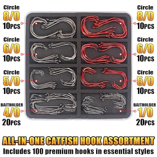 Catfish Hook Set Offset Octopus Circle & Baitholder Hooks 100