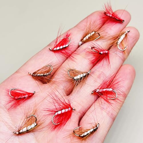 10Pieces Fly Fishing Flies Lure Artificial Insects Winged Caddis (Brown&Red)