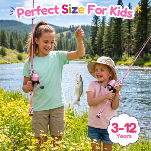 Pink Kids Fishing Pole (Light Pink 4.92ft)
