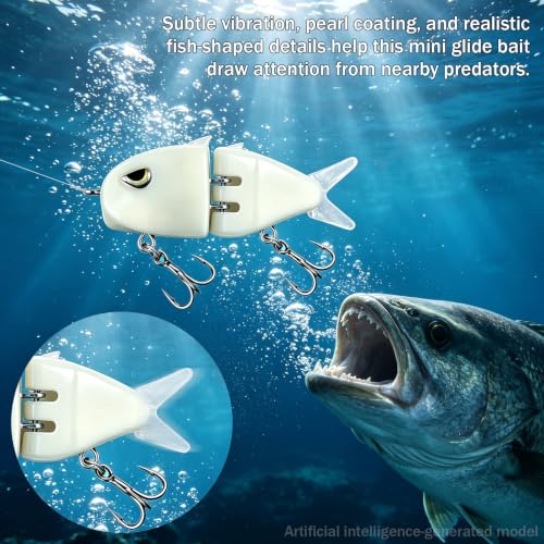 Topwater Fishing Lures with Rotating Tail (2Pcs White)