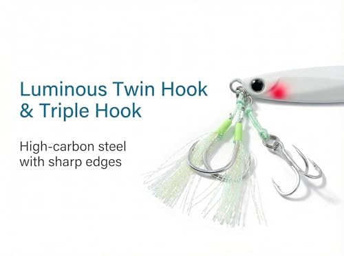 Saltwater Fishing Lures Metal Jigs Vertical Jigging Lure with Treble & Double Assist Hooks (Multi Colors (Pack of 6) / 100g/3.53oz)