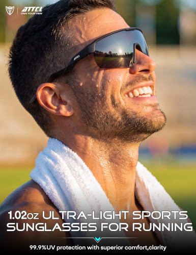 Lightweight Running Sunglasses Women Men Wrap Around UV400 Sports (2026-black Frame-grey Lens /Not Mirrored)