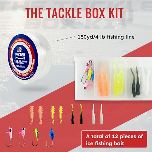 Ice Fishing Rod and Reel Combo (Red (w/ tackle box) / 27" - Medium Light)