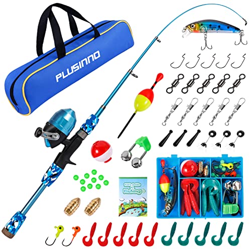 Kids Fishing Pole with Spincast Reel Telescopic Fishing Rod Combo Full Kits for Boys