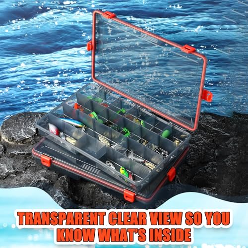 12 Pack Fishing Tackle Box Waterproof 3600 Tackle Tray (Orange / 3600)