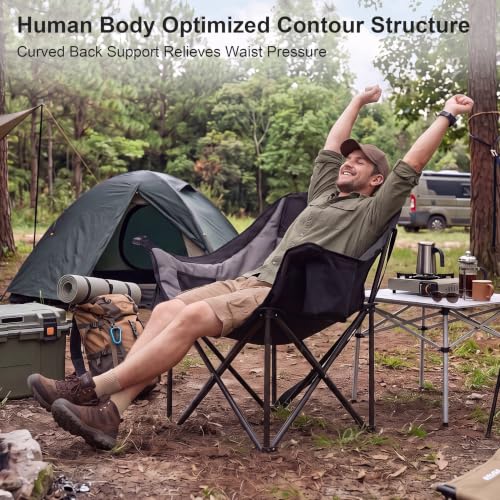 Heavy Duty Padded Camping Chair for Adults (Blackgrey / 1 Pack)