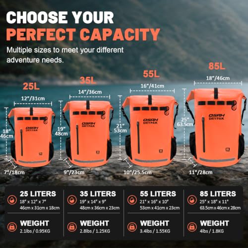 Waterproof Dry Bag Backpack 25L (Orange / 35L)