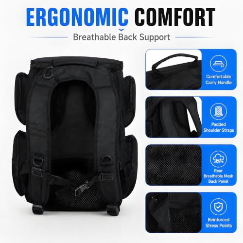 Fishing Tackle Backpack with 4 Tackle Boxes (large black)