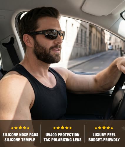 Sports Sunglasses for Men Women Polarized Classic Wrap Around Driving Cycling Golf Fishing Sun Glasses UV Protection 1 (1-black/Brown)
