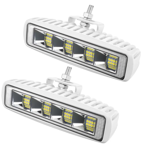 2PCS Led Boat Lights 6inch Marine Led Light Bar 180°Flood Light 96W 4000LM IP67 Waterproof Ponton Boat Deck Dock Lighting for Night Fishing 12