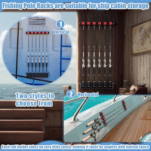 3 Set Fishing Rod Holders for Garage Wall Mount Pole Racks (Horizontal)