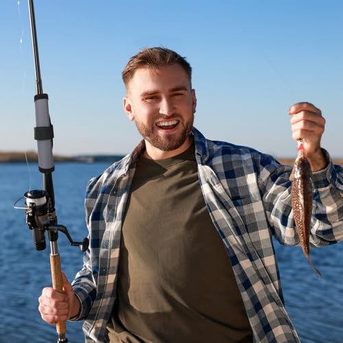 12 Pcs Fishing Rod Sleeves and Lure Wraps for Rods Poles (Grey)