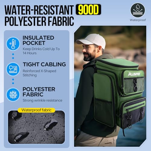 Fishing Backpack with Rod Holders 4 Tackle Boxes (Green With 4 Tackle Boxes)