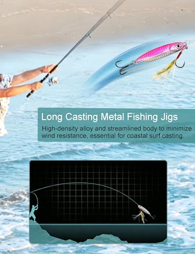 Metal Fishing Jigs Saltwater Fishing Lure 30g Jigs 1.1oz Vertical Jigging Lure 8 Pack Sinking Fishing Spoon Lure Casting Jig Vertical Jigging Spoon Lures for Bass