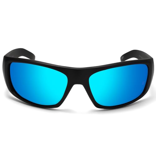 XL Z87 Sports Sunglasses for Big Heads Men 8700 (Black/Ice Blue)
