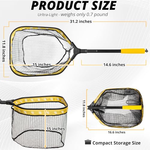 Floating Fishing Net for Fly Fishing (Yellow)