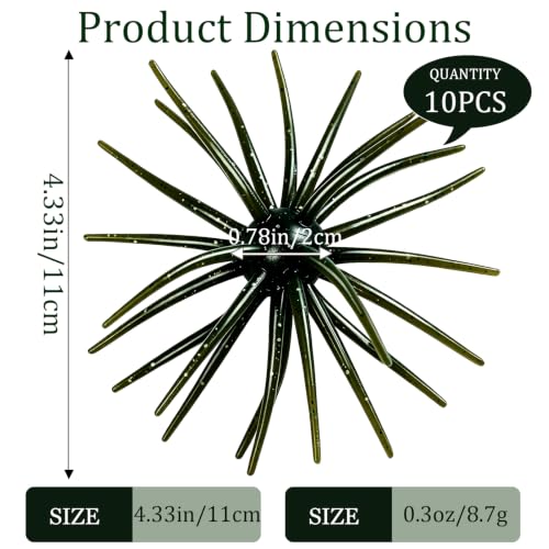 Bass Fishing Lures (B-10PCS 4.33in Dark Green)
