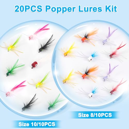 20Pcs Fly Fishing Popper Flies (20pcs Fly Fishing Poppers)