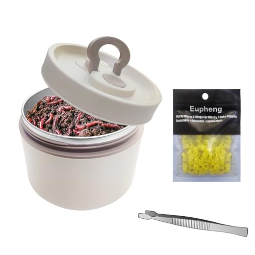 Fishing Bait Container Organizer with Handle Insulated Breathable Live Bait Box Stainless Steel Worm Storage Tank for Nightcrawlers Keeps Bait Fresh and Alive