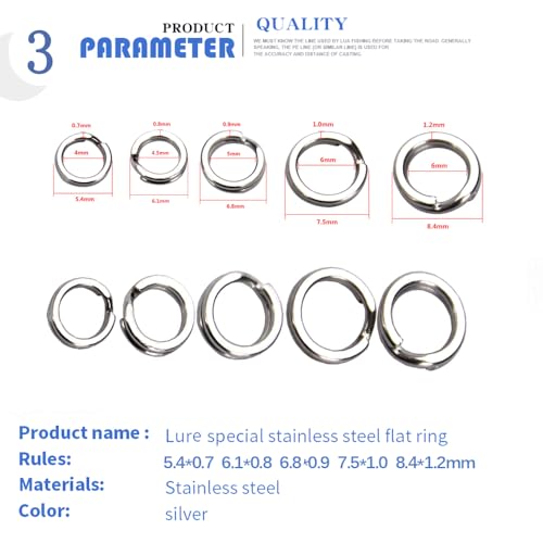 200PCS Heavy Duty Stainless Steel Split Rings Double Fishing Lure Rings (Silver)