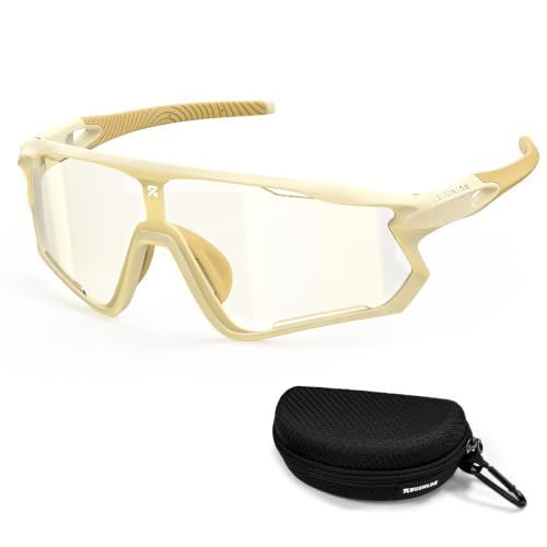 Photochromic Cycling Sunglasses for Men Women (White-gold)