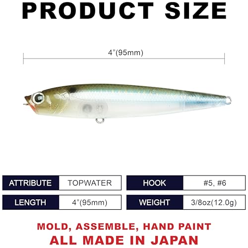 Gunfish 95NF Top Water Bass Fishing Lures (338 Live Ghost Minnow)
