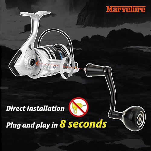 Foldable Power Handle for Penn Pursuit III IV (Black Silver / For Battle III IV DX 5000-6000 Thread)