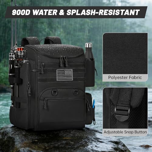 40L Tackle Fishing Backpack with 2 Rod Holders