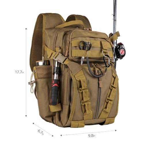 Fishing Backpack with Rod Holder (Khaki)
