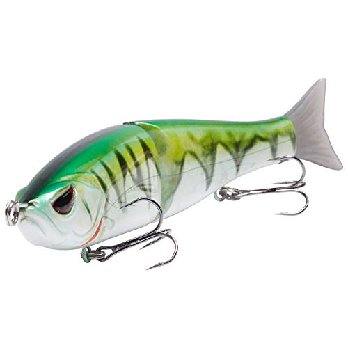 SwimShad Glide Baits Jointed Swimbait Bass Pike Salmon Trout Muskie Fishing Lure (Rainbow Trout + Striper + Firetiger / 7in/2.2oz)