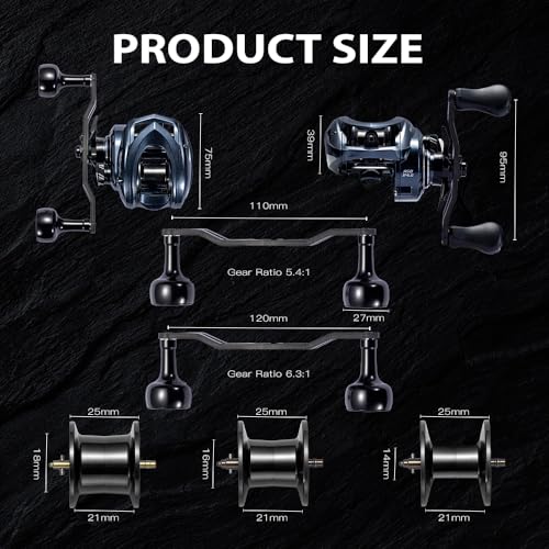 ASHMOON Long Casting Baitcaster 12+1BB Alloy Fishing Reel (8.1:1-RIGHT / Rubber Handle)