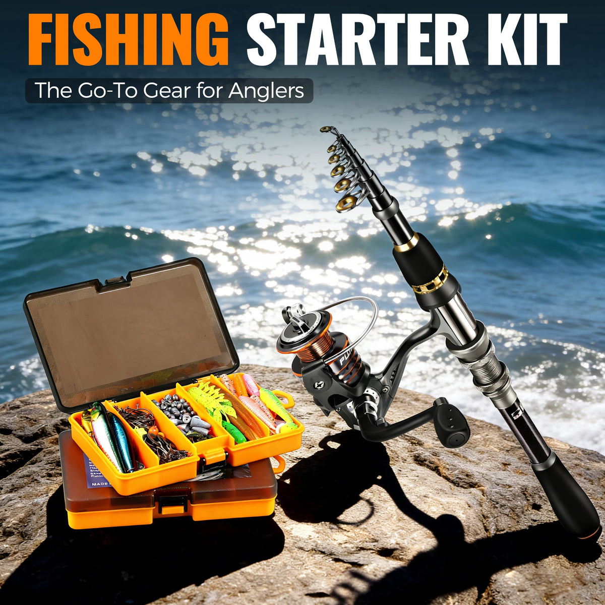 Fishing Rod and Reel Combo Pole Gear Kit Telescopic Beginner (Rod combo with 137 tackle lures / 6.89 ft)