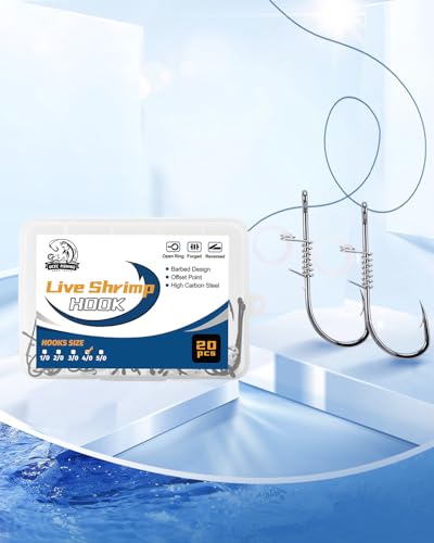 20PCS 4 0 Live Shrimp Fishing Hooks (4/0, 20pcs)