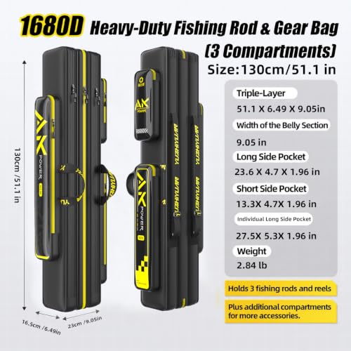 Long Fishing Rod Case (Triple Layer-Straight Wire Bag / 51 in / 130cm)