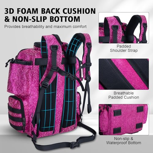 Fishing Tackle Backpack with 2 Rod Holders & Rain Cover