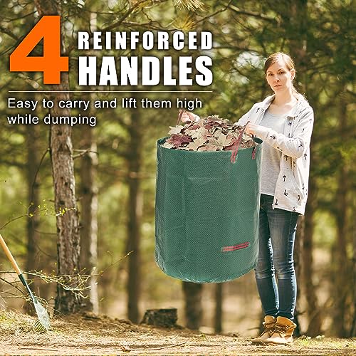 72 Gallon 3 Pack Reusable Yard Waste Bags for Lawn & Garden (Green-72 Gallons)