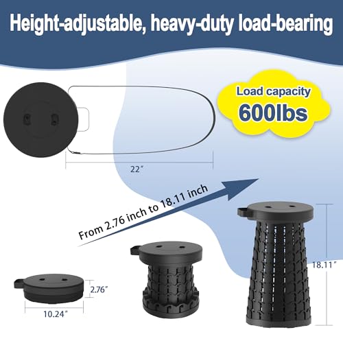 Upgraded Telescoping Stool Collapsible Stool with Cushion & Carry Bag