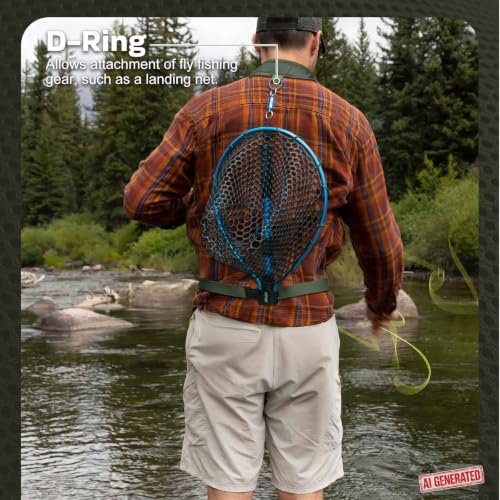 Fly Fishing Chest Pack with Hard Shell Pocket & Water Bottle Holder (B:Green)