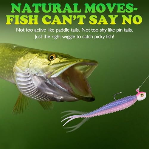 Soft Plastic Baits Forked Tail Fishing Soft Bait for Bass Walleye Trout Crappie Lures Morning Dawn (Morning Dawn / 4in-20pcs)