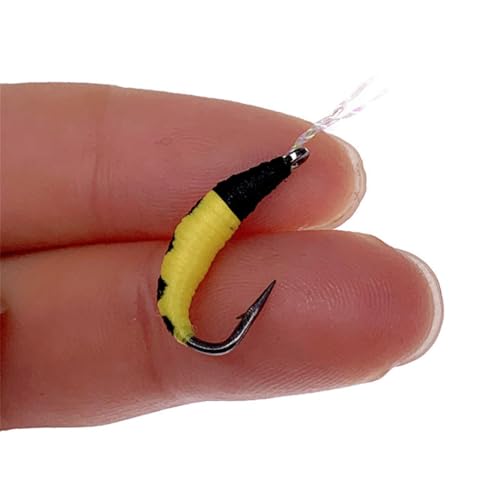 24Pcs Fly Fishing Flies Trout Lures Fishing Tackle Fly Fishing Flies with Boxed Trout Bass Artificial Fish Bait (24Pcs-Pupal Worms)