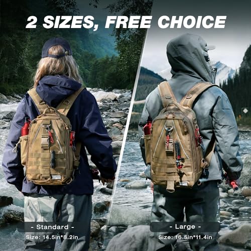 Fishing Backpack with Rod Holder (Khaki)