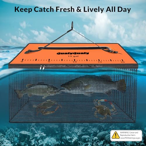 Extra Large Floating Fish Basket for Live Caught (Square / (15 GAL)-23*12*13IN)