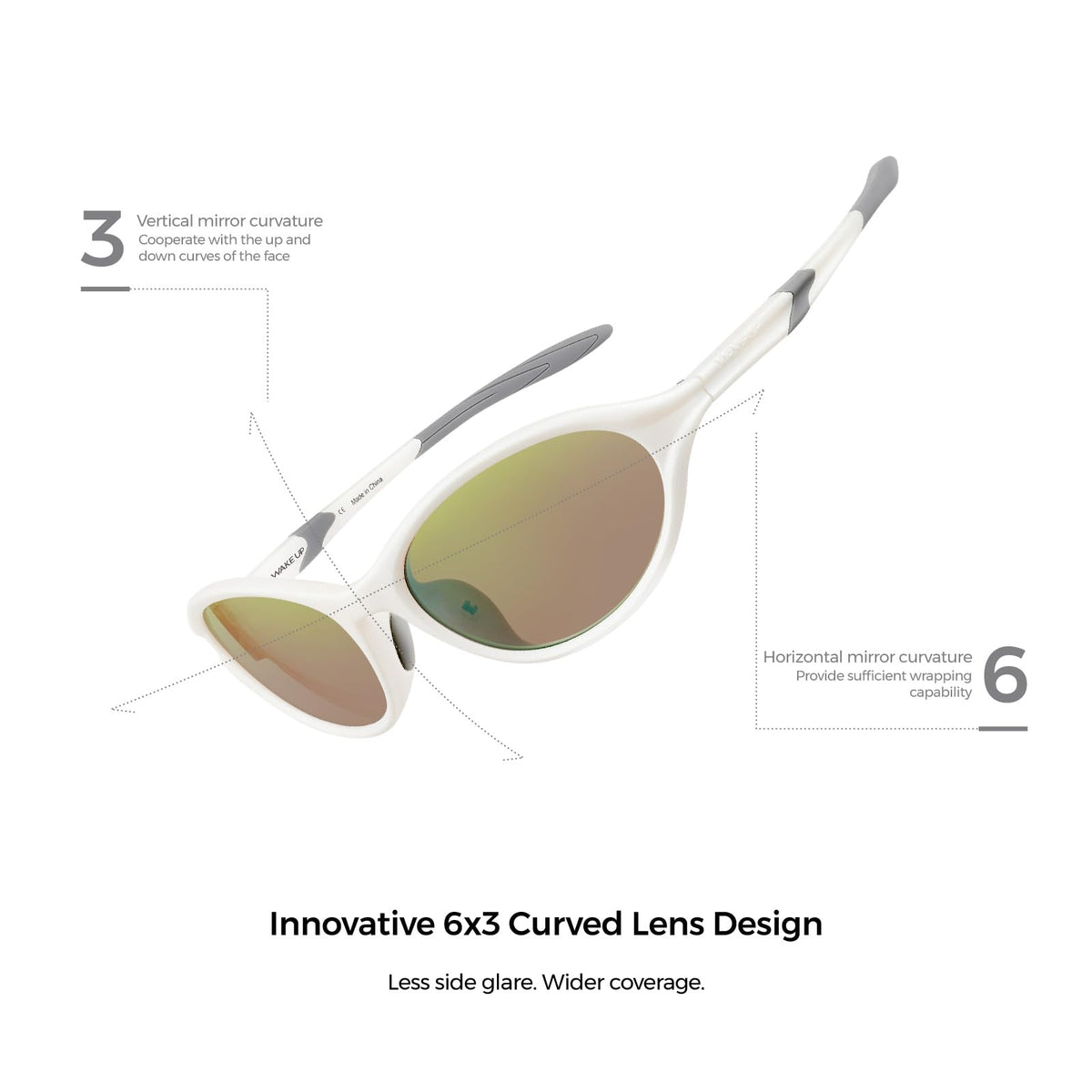Cat Eye Polarized Wrap Around Sports Sunglasses for Men Women UV400 Protection Running Cycling Mountain Bike Baseball Sun Glasses (Beige 1009)