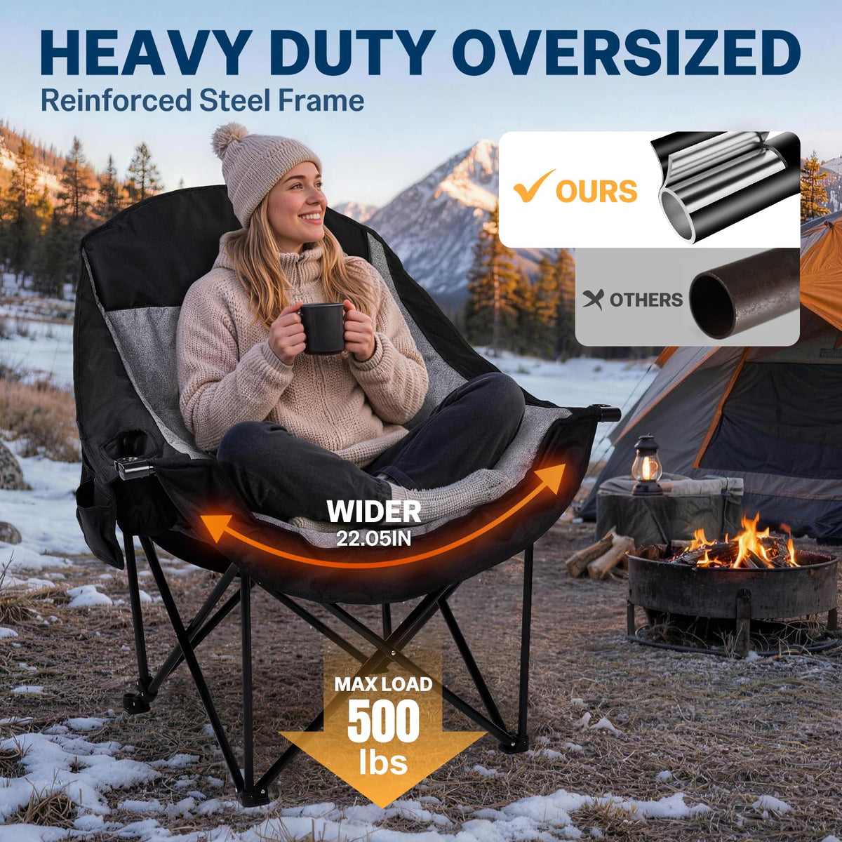 Heated Oversized Camping Chair (Grey)