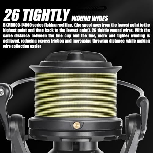 Heavy Duty Spinning Reel Metal Body with CNC Machined Spool 55LB Max Drag 6+1 Bearings Ultra Smooth 4.8 (BKM9000 / Large)