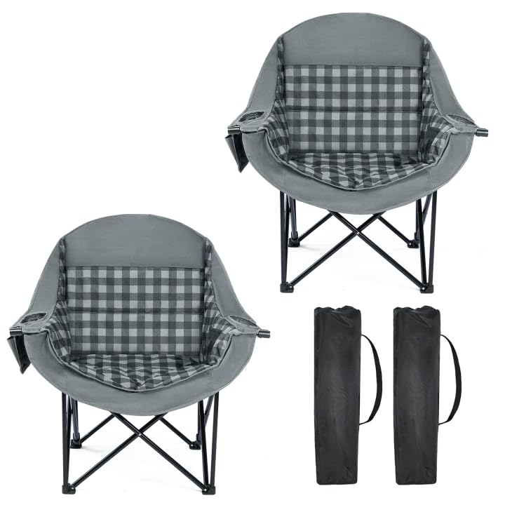 Oversized Camping Chairs 2 Pack (Plaid-2 Pack)