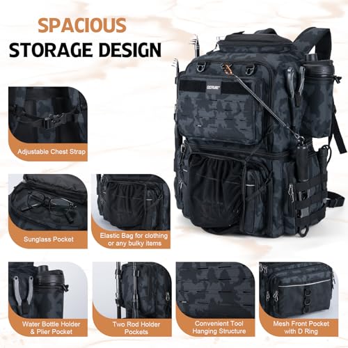 Fishing Tackle Backpack with Cooler (53L Camo)