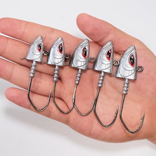 10Pcs Saltwater Jig Heads with 3D Red Eyes (1-3/4oz - 10Pcs)