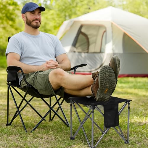 Oversized Padded Camping Stool (Black / 2 PACK)